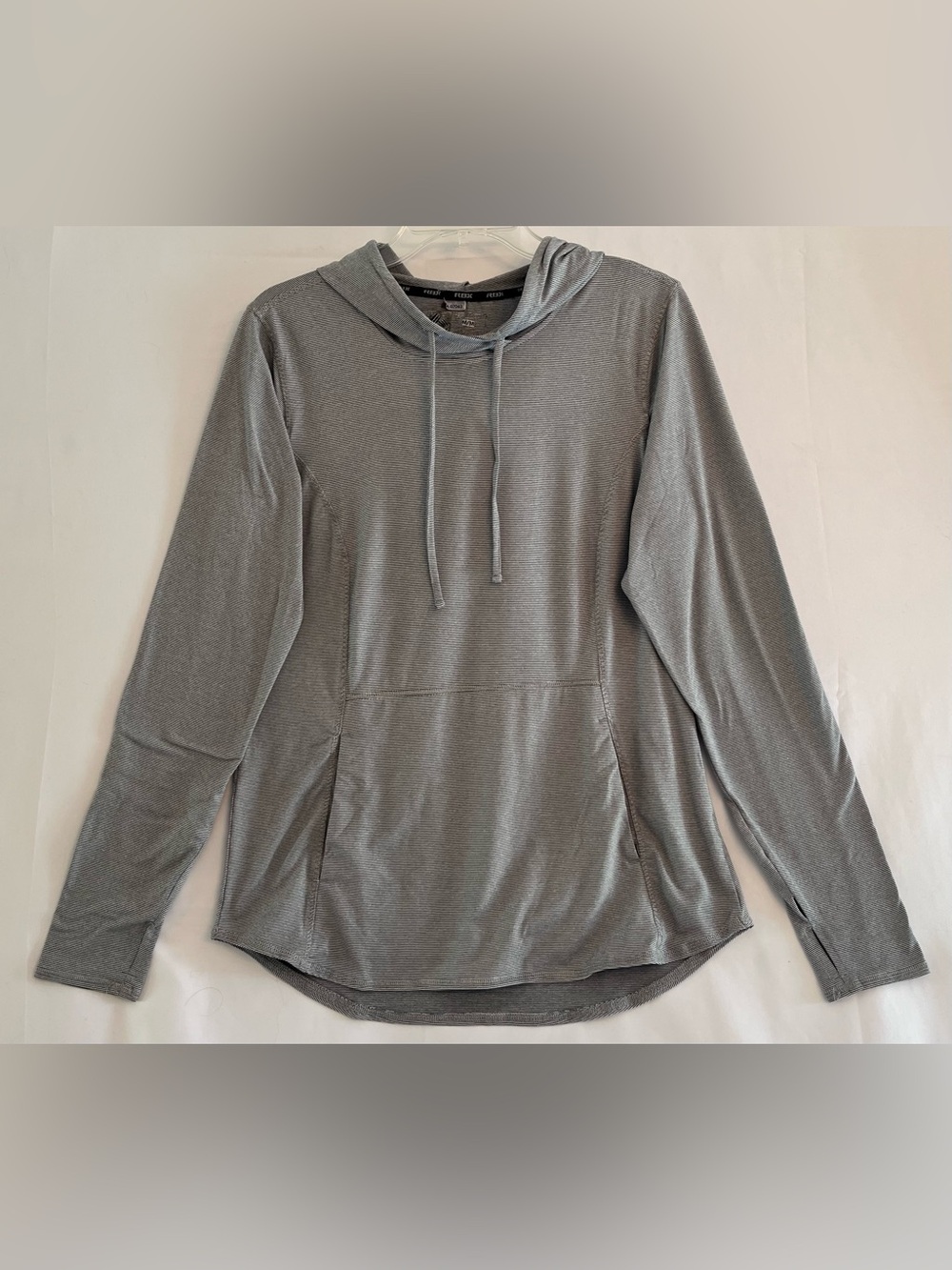 RBX Active Striped Performance Pullover Hoodie Gray Medium